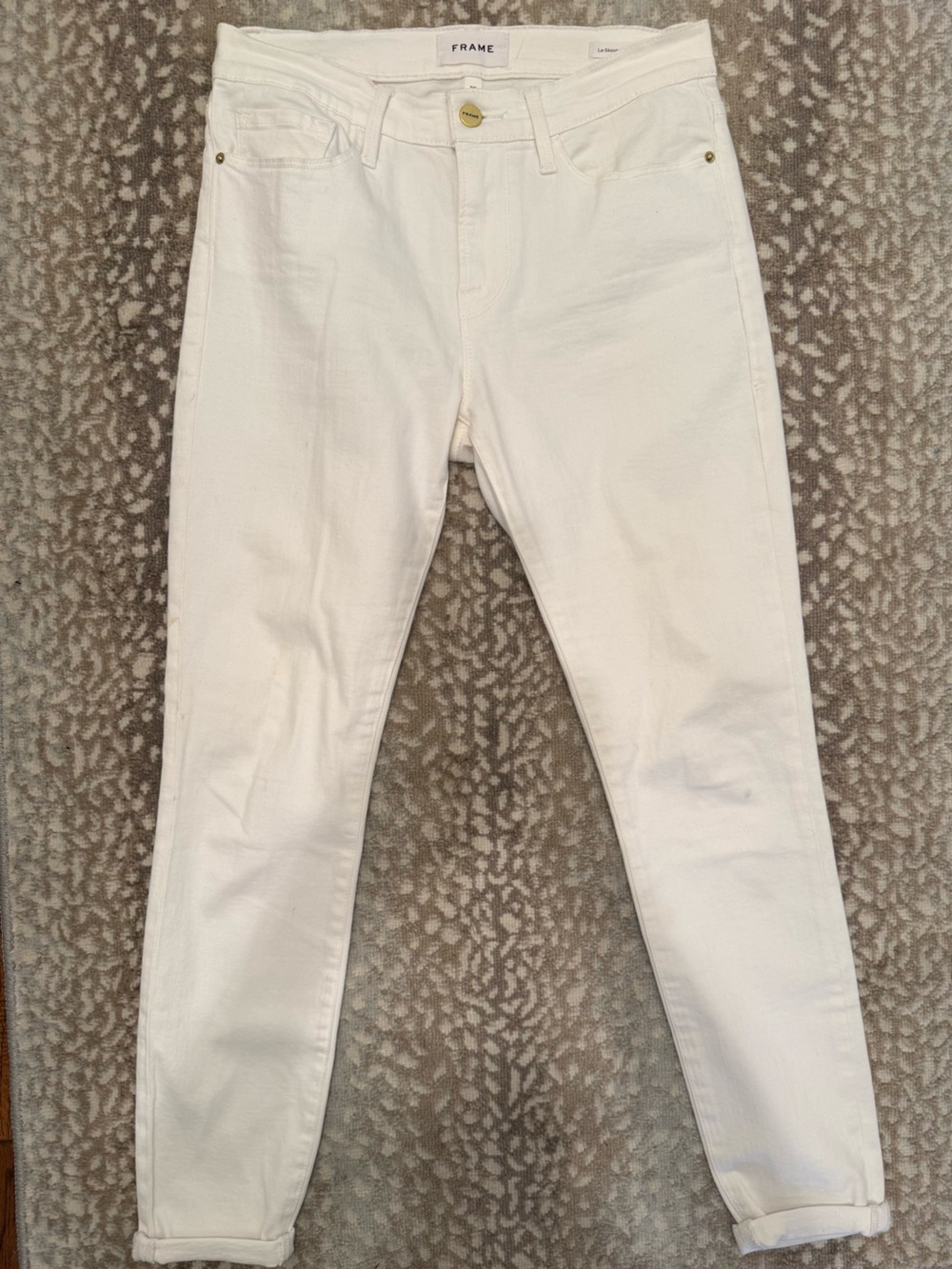Frame Denim Women’s White Slim Jeans - Le Skinny de Jeanne - Stretch Fabric
